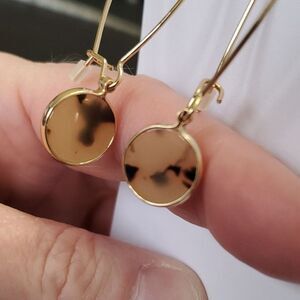 Gold tone faux tortoise shell dangling earrings